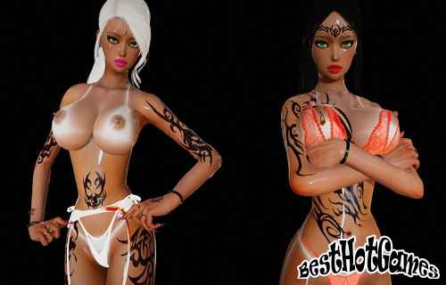 Две сестры близнецы позируют в 3D