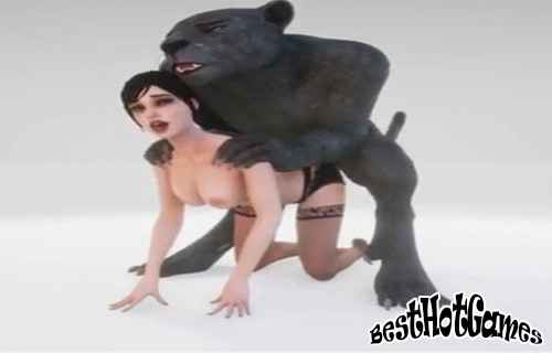 可爱的交配与一个毛茸茸的怪物与一个大家伙