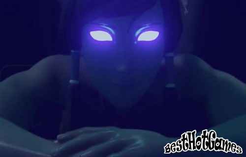 她的眼神透露著情慾